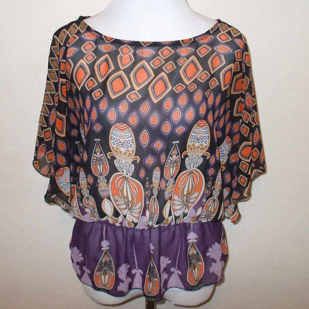 Beautiful Sheer Blouse w/ Elastic Waist